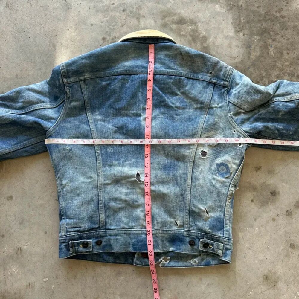 Vintage 70s Lee Storm Rider Denim Blanket Lined Jacket Size Small - Picture 7 of 8